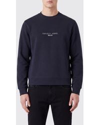 Emporio Armani - Crewneck Cotton Sweatshirt With Contrast Embroidered Logo - Lyst