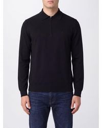 Emporio Armani - Long-Sleeved Virgin Wool Knitted Polo Shirt With Zip - Lyst