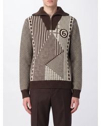 MM6 by Maison Margiela - Striped Wool-Blend High-Neck Zip Jumper - Lyst