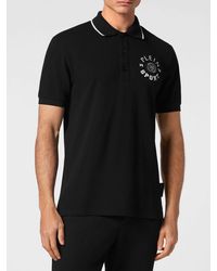 Philipp Plein - Short-Sleeve Cotton Polo Shirt With Classic Collar And Contrast Logo - Lyst