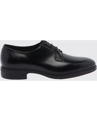 Santoni - Smooth Calfskin Derby Shoes With Rubber Sole - Lyst