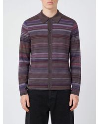 Paul Smith - Cardigan Polo En Laine À Rayures Multicolores - Lyst
