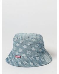 DSquared² - Cotton Denim Hat With Jacquard Logo - Lyst
