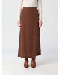 Max Mara - High-Waisted Viscose Long Skirt With Side Slit - Lyst