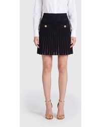 Balmain - Mini-Jupe Évasée Taille Haute En Maille À Boutons Bijoux - Lyst