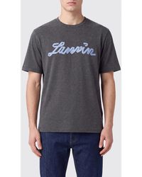 Lanvin - Short-Sleeved Cotton Crewneck T-Shirt With Embroidered Logo - Lyst
