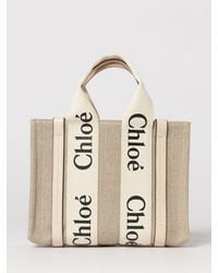 Chloé - Chlo&Eacute Woody Small Baumwoll-Canvas-Tasche - Lyst