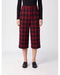 Pinko - Cropped High-Waisted Check Wool-Blend Shorts With Belt Loops - Lyst