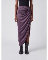 Balmain - Asymmetric Draped Viscose Jersey Midi Skirt - Lyst