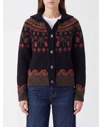 Alanui - Cárdigan De Lana Virgen Jacquard Con Cuello De Pico Y Botones - Lyst