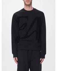 Emporio Armani - High Neck Cotton Blend Zip-Up Sweatshirt With Eagle Logo - Lyst