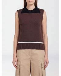 Marni - Off-The-Shoulder Cotton Knit Top With Contrast Logo - Lyst