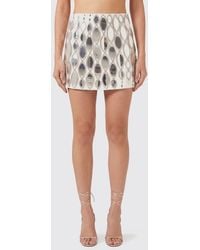 Des Phemmes - Crêpe Pencil Mini Skirt With Rhinestones And Sequins - Lyst