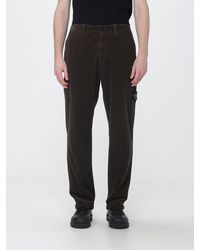 Stone Island - Velvet Chino Trousers With Compass Logo Patch - Lyst