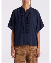Momoní - Momon&Igrave Silk Blend Shirt With Ruffles - Lyst