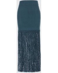 Alaïa - High-Waisted Ribbed-Knit Pencil Maxi Skirt With Fringes - Lyst