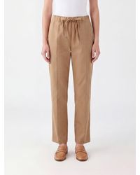Semicouture - Mid-Rise Slim Fit Cotton Trousers With Drawstring - Lyst