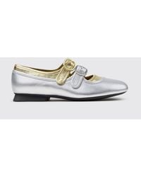 Camper - Casi Myra Bicolor Laminated Leather Mary Jane Ballerinas With Double Strap - Lyst