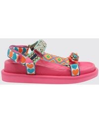 Kurt Geiger - Orson Jacquard Canvas Sandals With Floral Appliqués - Lyst