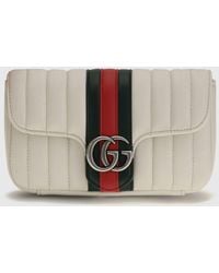 Gucci - Gg Marmont Nappa Leather Mini Shoulder Bag With Web Stripe - Lyst