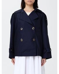 Twinset - Double-Breasted Cotton Blend Trench Coat - Lyst