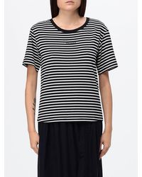Twinset - Striped Cotton T-Shirt With Logo - Lyst
