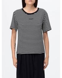 Twinset - Striped Cotton T-Shirt With Logo - Lyst