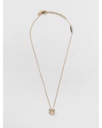 Ferragamo - Gancini Brass Necklace With Set Rhinestones - Lyst