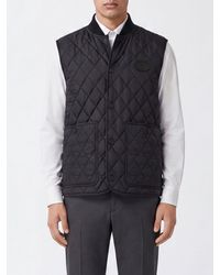 Burberry - Quilted Nylon Vest With Bomber Collar And Ekd Logo Detail - Lyst