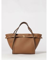 Tod's - T Signature Grained Leather Handbag With T Timeless Logo - Lyst