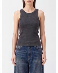 CAMPERLAB - Slim Fit Stretch-Cotton Tank Top With Cold Shoulders And Crew Neck - Lyst