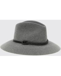 Brunello Cucinelli - Wide-Brimmed Wool Felt Hat With Monili - Lyst