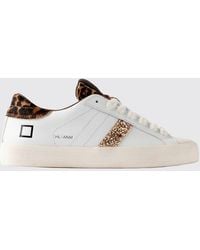 Date - Hill Low-Top Leather Sneakers With Animal Print And Glitter Inserts - Lyst