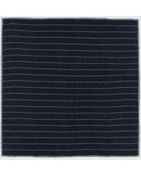 Brunello Cucinelli - Striped Pure Silk Pocket Square With Logo - Lyst