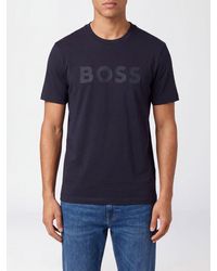 BOSS - Crew-Neck Cotton T-Shirt With Tone-On-Tone Logo - Lyst