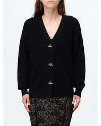 Elisabetta Franchi - V-Neck Viscose Blend Cardigan With Dropped Shoulders - Lyst