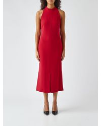 Twinset - Crêpe Midi Sheath Dress With Halter Neck And Off-The-Shoulder Design - Lyst