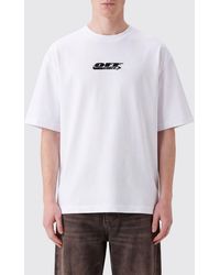 Off-White c/o Virgil Abloh - Crew Neck Cotton T-Shirt With Contrast Logo And Dropped Shoulders - Lyst
