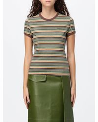 Marni - Striped Slim Fit Cotton Knit T-Shirt With Contrast Logo - Lyst