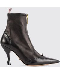 Thom Browne - Bottines Wingtip En Cuir Avec Talon Haut Bobine Et Drapeau Arrière - Lyst