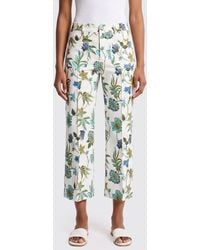 Fay - Printed Cotton Cropped Trousers - Lyst