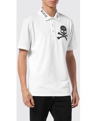 Philipp Plein - Cotton Polo Shirt With Skull Print And Hexagon Logo - Lyst