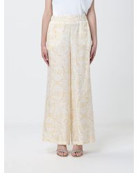 Versace - Pantalones Palazzo De Seda Con Estampado Barroco - Lyst