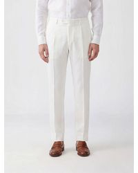 Boglioli - Slim Fit Linen Tailored Trousers With Off-Centre Closure - Lyst