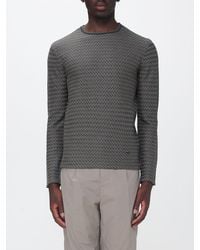 Emporio Armani - Slim Fit Zig-Zag Virgin Wool Sweater With Embroidered Logo - Lyst