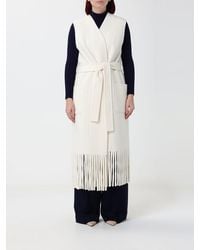 SIMONA CORSELLINI - Long Fringed Wool Blend Vest With Belt - Lyst