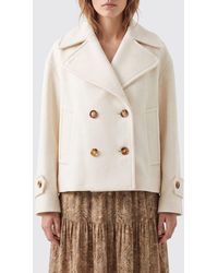 Chloé - Chlo&Eacute Double-Breasted Wool Blend Pea Coat With Dropped Shoulders - Lyst