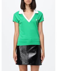 Courreges - Courr&Egrave	Ges Slim Fit Polyester Polo T-Shirt With Contrast Piping - Lyst