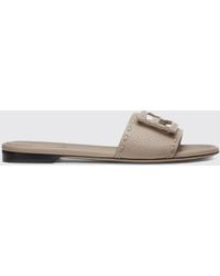 Fendi - Baguette Grained Leather Mules With Hand Stitching - Lyst