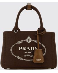 Prada - Mini Jardinière Canvas Bag With Printed Logo - Lyst